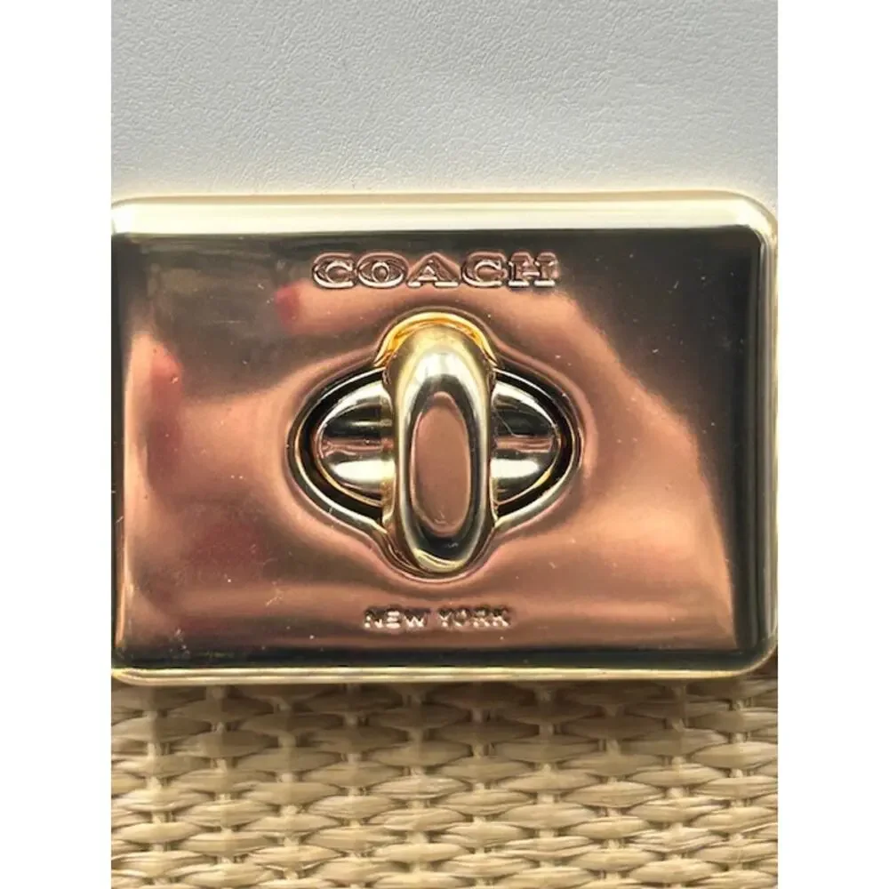 COACH Cassidy Straw Leather Chain Bag Turnlock Purse Coastal Chic OBX Show - COA - Picture 4 of 10